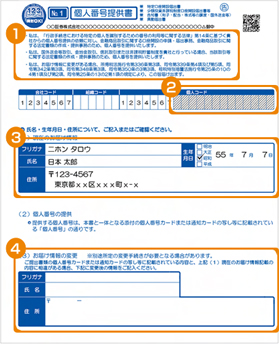 個人番号提供書の確認と記入